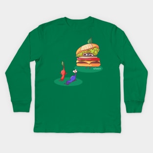 Pikmin worshiping the Burger Pikmin Kids Long Sleeve T-Shirt